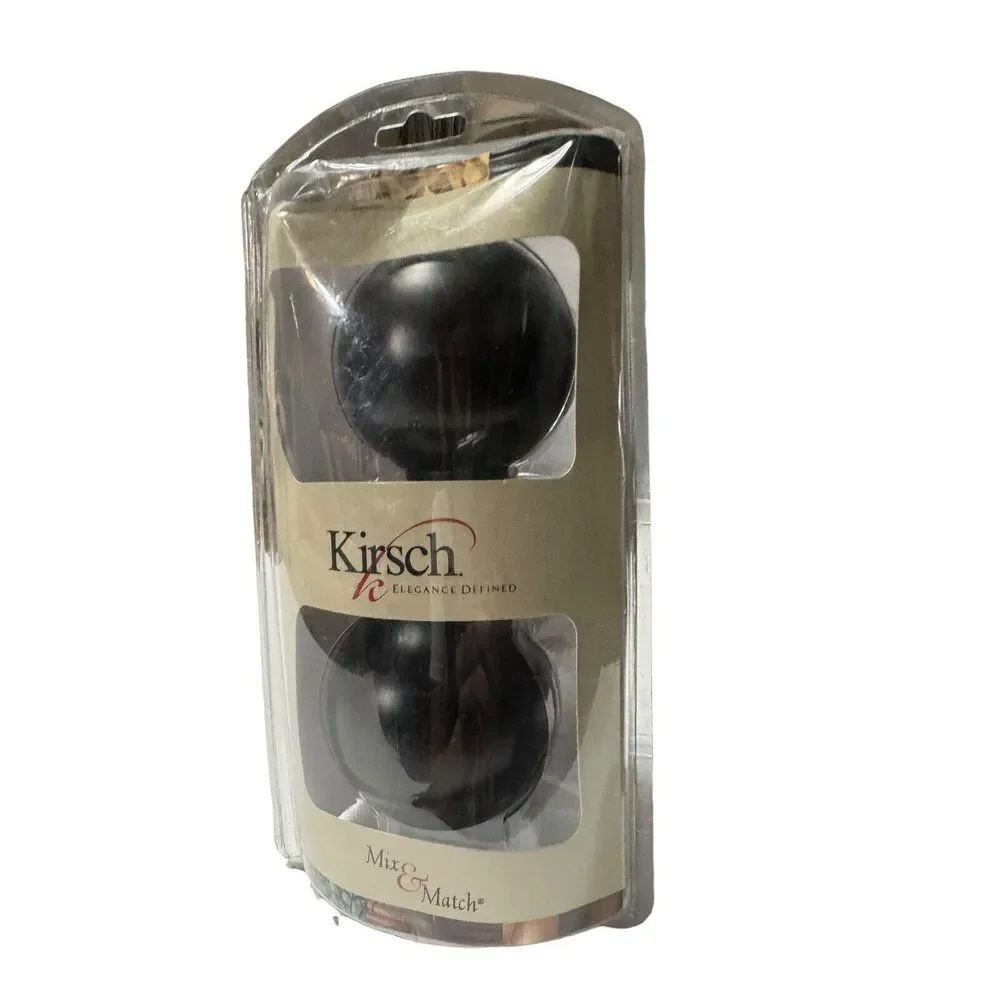 Kirsch Finials Curtain Rod End Pieces Round  Black‎  Fits 1 3/8